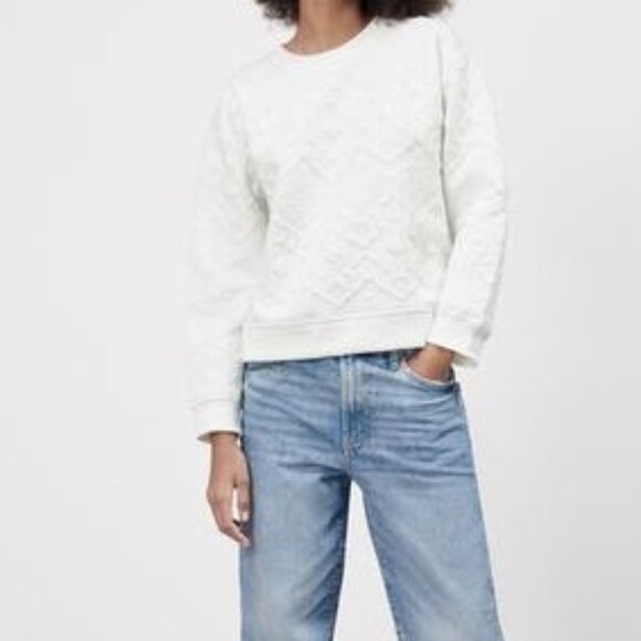 Zara Quilted Sweatshirt Women's Small White Crewneck - Picture 6 of 6